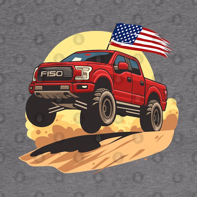 F150 car truck offroad jump on desert red by creative.z